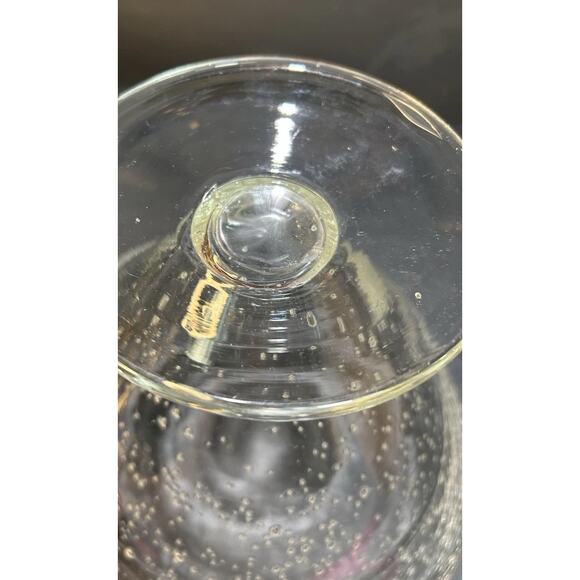 Vtg -1950's Seeded Bubble Glass Footed Large Center Piece Bowl 6.5” H X 9” W - Picture 9 of 9